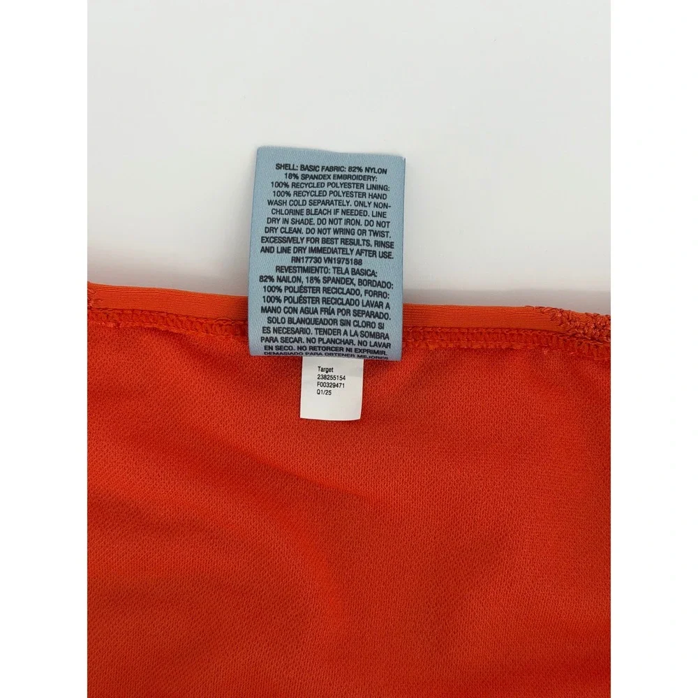 Shade & Shore Orange Embroidered Palm Tree Side Tie Bikini Bottoms Medium NEW